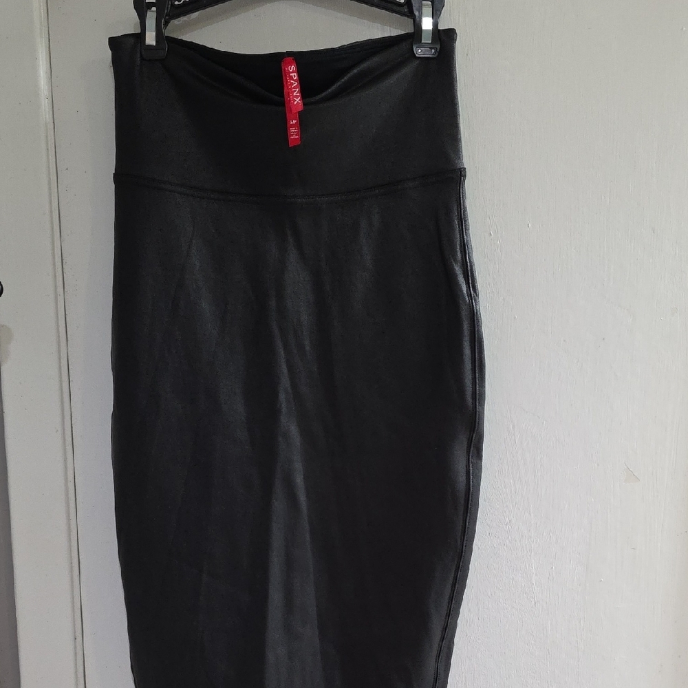 Black Faux Leather Women's Skirt